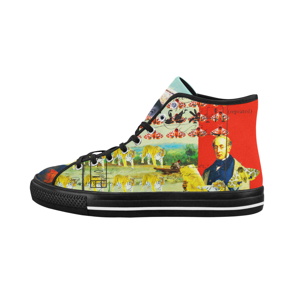 ACCORDING TO PLAN. Womens All Over Print Canvas Sneakers