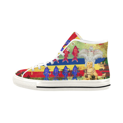 THE WHITE FEATHER HEADDRESS Womens All Over Print Canvas Sneakers