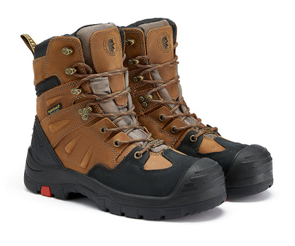 ROCKROOSTER Woodland Mens 8 inch Brown Work Boots, Composite Toe,