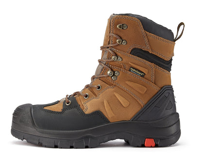 ROCKROOSTER Woodland Mens 8 inch Brown Work Boots, Composite Toe,