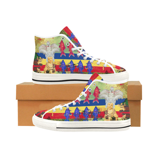 THE WHITE FEATHER HEADDRESS Womens All Over Print Canvas Sneakers
