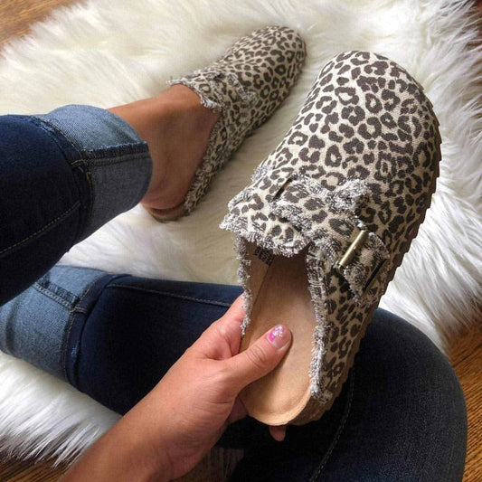 Flat Heel Round Toe Canvas Loafer Womens Vintage Clogs