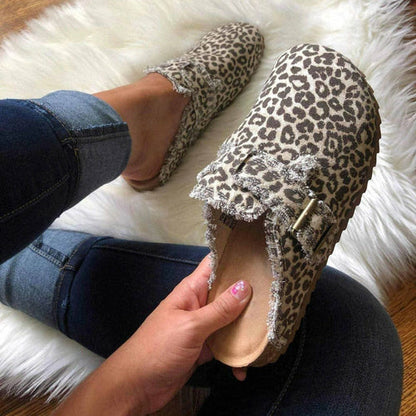 Flat Heel Round Toe Canvas Loafer Womens Vintage Clogs