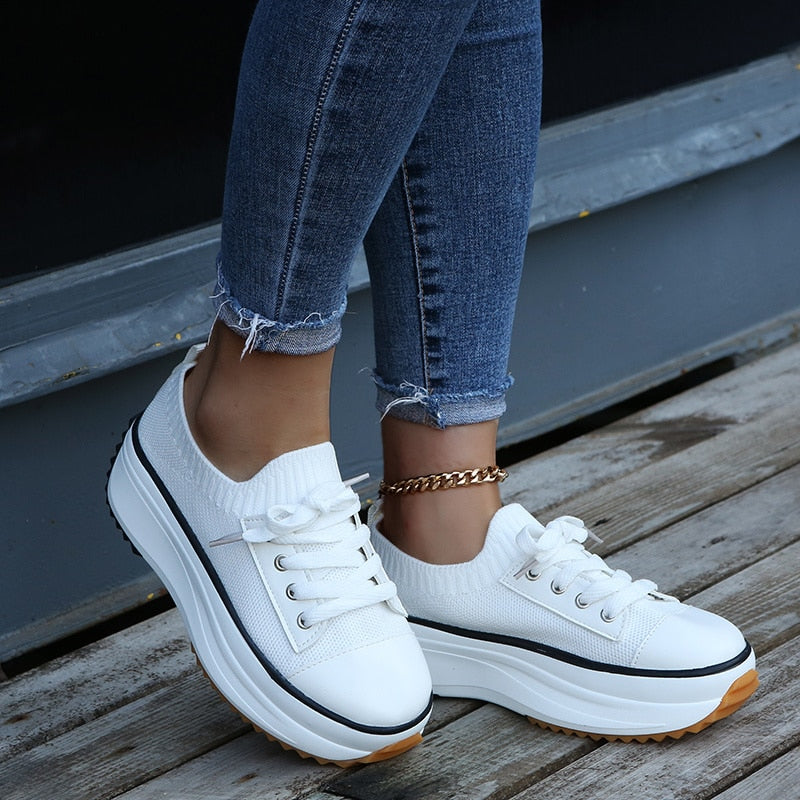 Summer Knitted Breathable Sneakers Womens Vulcanize Shoes