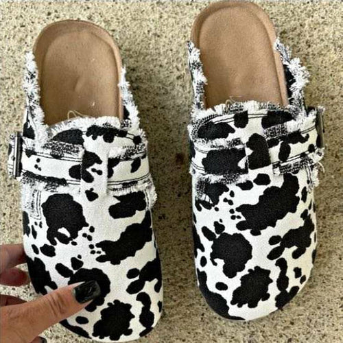 Flat Heel Round Toe Canvas Loafer Womens Vintage Clogs