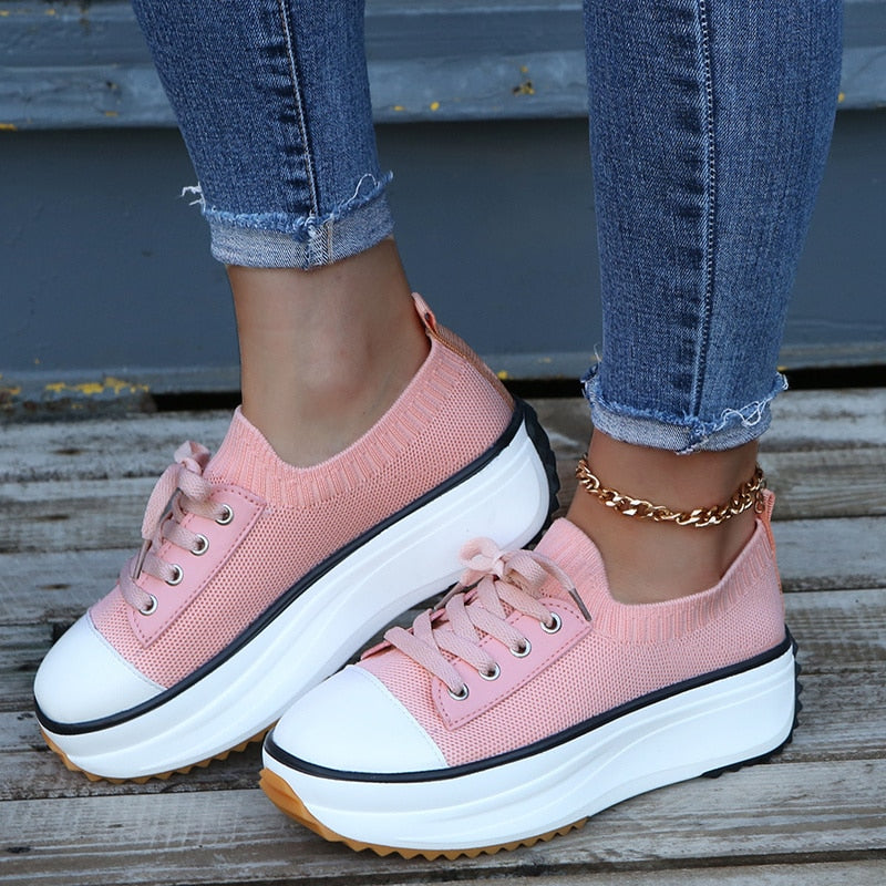 Summer Knitted Breathable Sneakers Womens Vulcanize Shoes