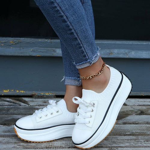 Summer Knitted Breathable Sneakers Womens Vulcanize Shoes