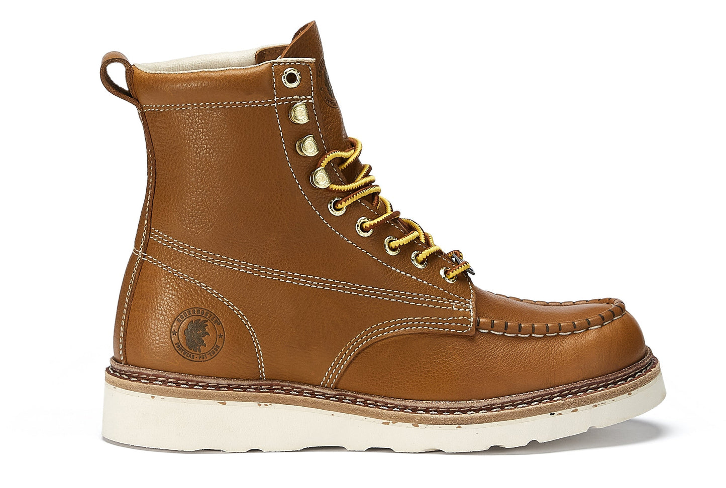 ROCKROOSTER Norwood Mens 6 inch Brown soft toe wedge work boots with