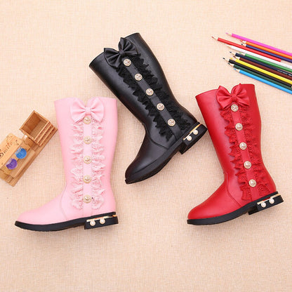 Winter Kids Baby Girls long boots Princess Shoes