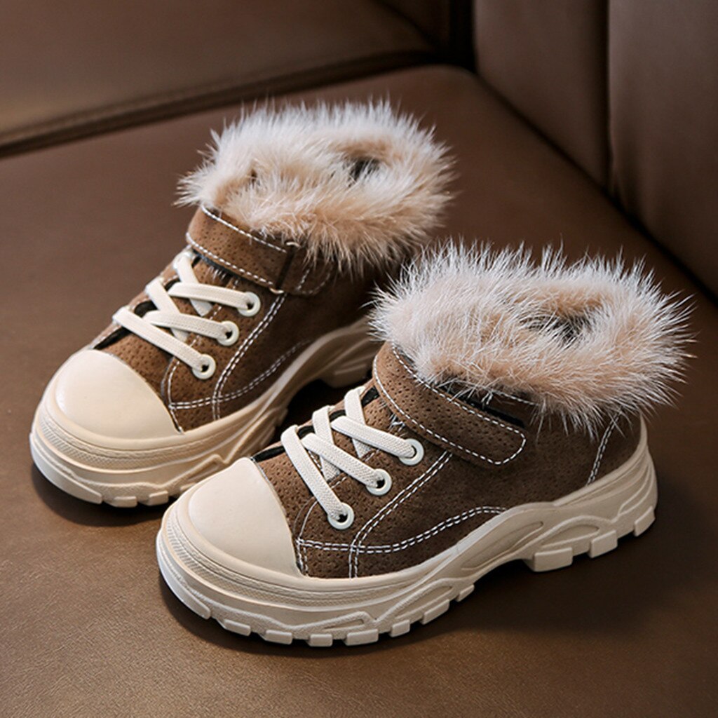 Winter New Kids Casual Sneakers Baby Girls Fur
