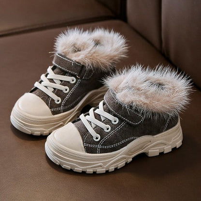 Winter New Kids Casual Sneakers Baby Girls Fur
