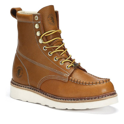 ROCKROOSTER Norwood Mens 6 inch Brown soft toe wedge work boots with