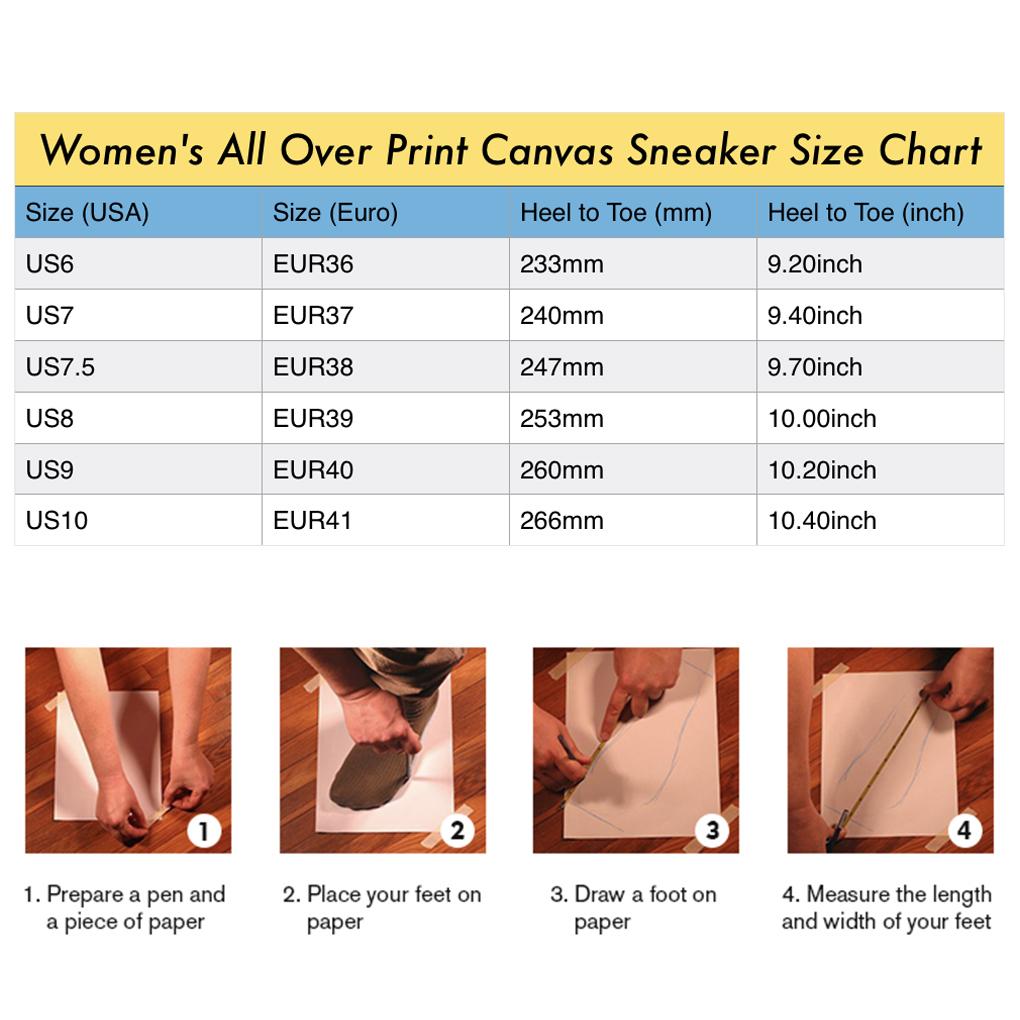ACCORDING TO PLAN. Womens All Over Print Canvas Sneakers