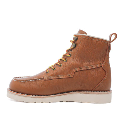 ROCKROOSTER Norwood Mens 6 inch Brown soft toe wedge work boots with