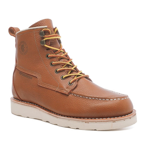 ROCKROOSTER Norwood Mens 6 inch Brown soft toe wedge work boots with