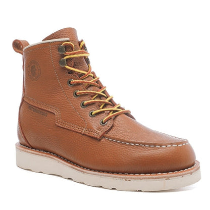 ROCKROOSTER Norwood Mens 6 inch Brown soft toe wedge work boots with